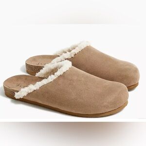 J. Crew Tan Suede/Shearling Clog Women's Slippers